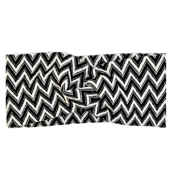 Knitted Headband Black & White zig zag stripes