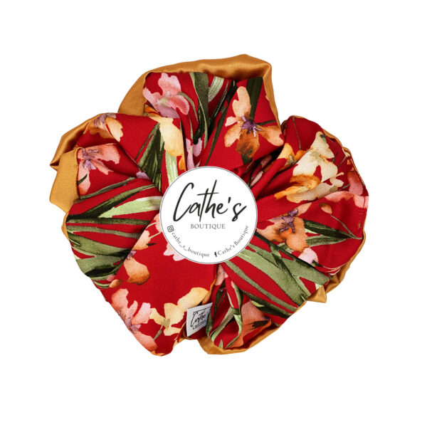 Satin Scrunchie  Multicoloured Red Floral