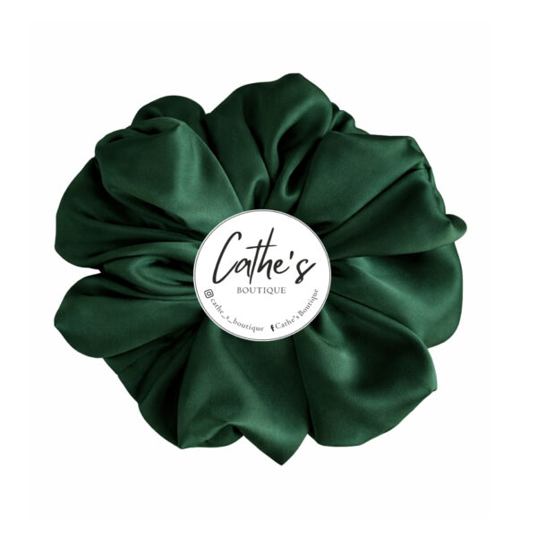 Satin Scrunchie Single coloured Dark Green Matte