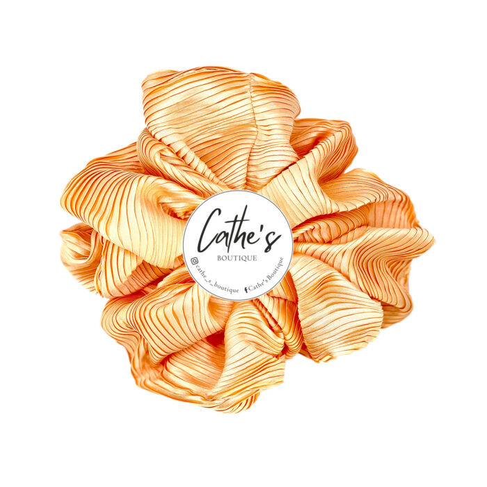 Satin Scrunchie  Single coloured Ruffled Salmon