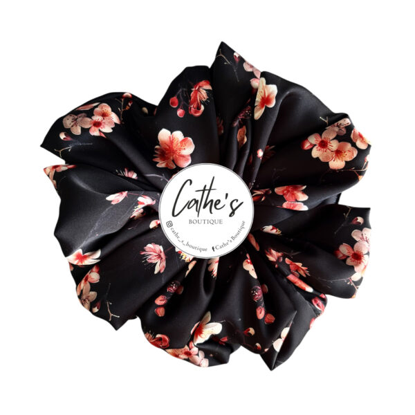 Satin Scrunchie Black Cherry Blossom