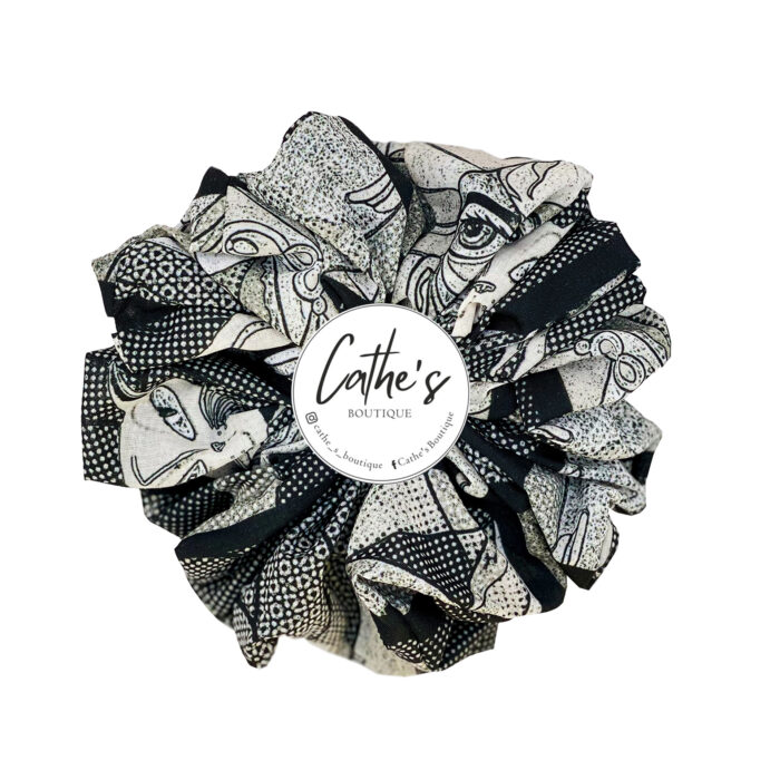 Cotton Scrunchie Black & Grey Cats