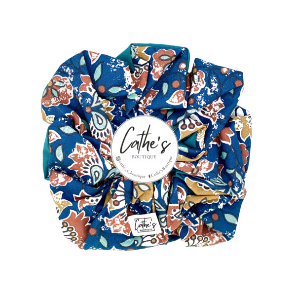 Cotton Scrunchie Double Faced Blue & Ocean Green