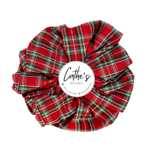 Cotton Scrunchie Plaid Red