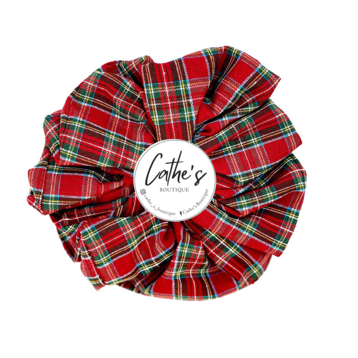 Cotton Scrunchie Plaid Red
