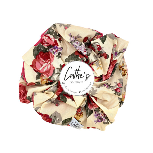 Cotton Scrunchie Vintage Floral Rouge