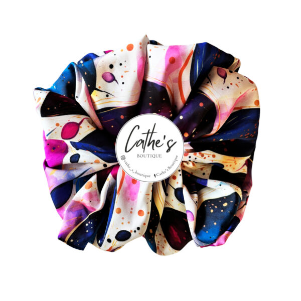 Satin Scrunchie Multicoloured Purple Flower Buds