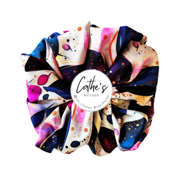 Satin Scrunchie Multicoloured Purple Flower Buds